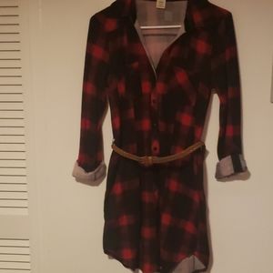 Plaid dress with belt